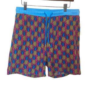Public Record Fuschia Pineapple Print 6" Stretch Venice Men's Swim Trunks XL